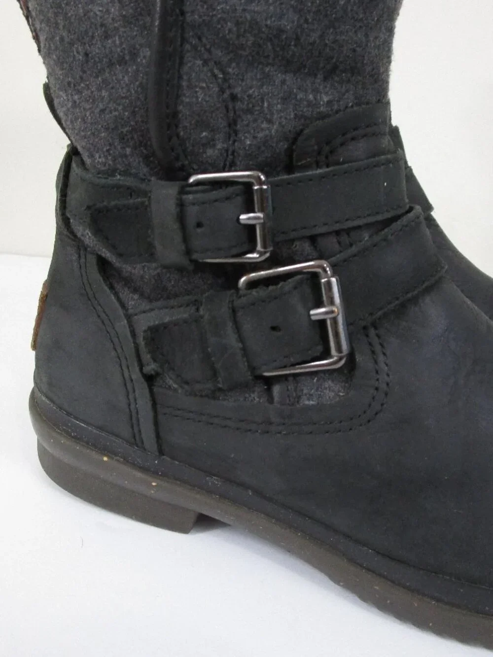 Ugg Womens Waterproof Simmens Black Leather Mid Calf Zip Up Boots Size 6.5